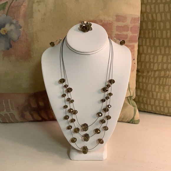 Jewelry - Faux Smoky Quartz 3 Piece Jewelry Set